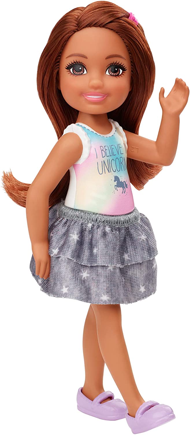 

Кукла Барби Челси мулатка в топе с единорогом Barbie Club Chelsea GHV63