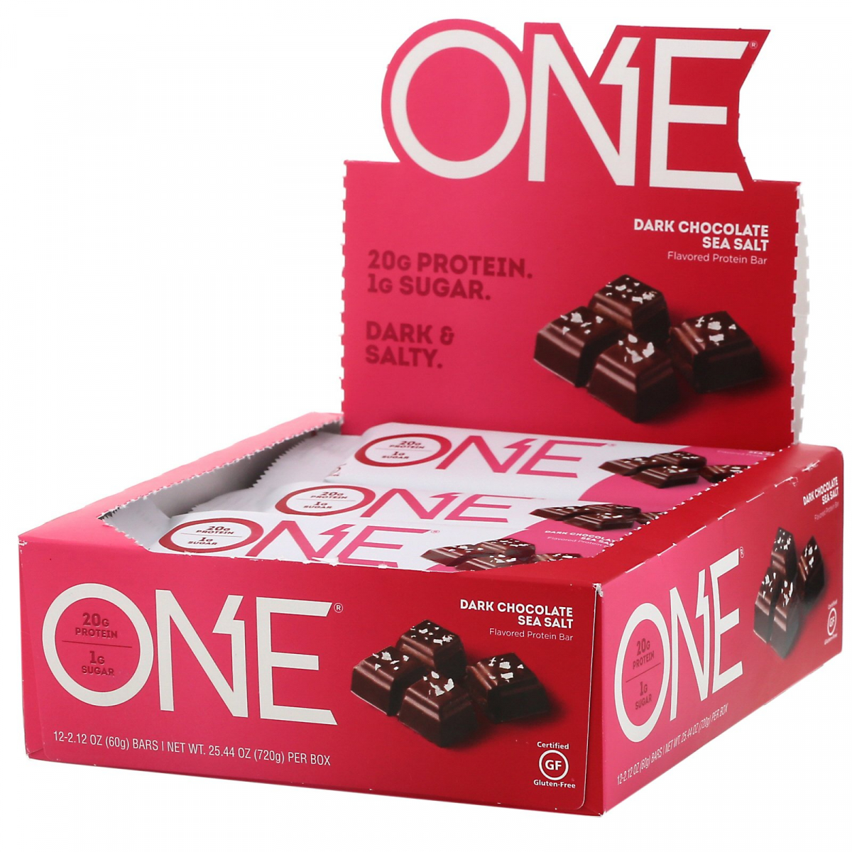 

Батончик One, темный шоколад с морской солью, One Brands,12 батончиков, по 60 г (2,12 унции) каждый