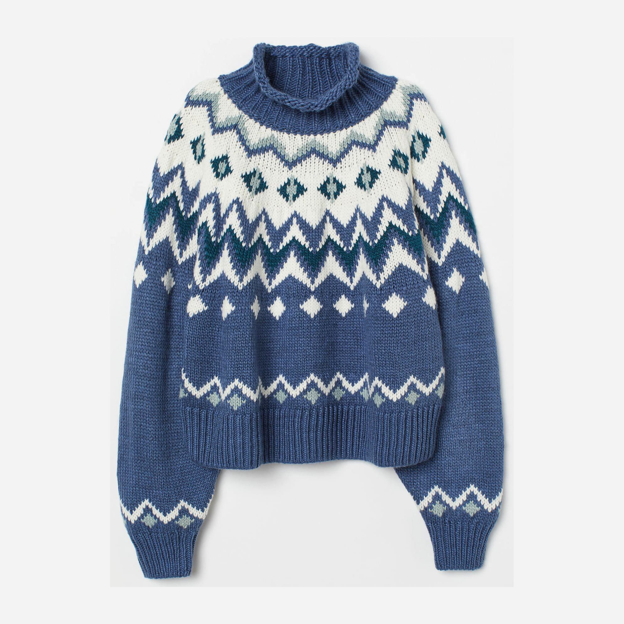 

Свитер H&M XAZ157503TXFR XL Синий в белые узоры