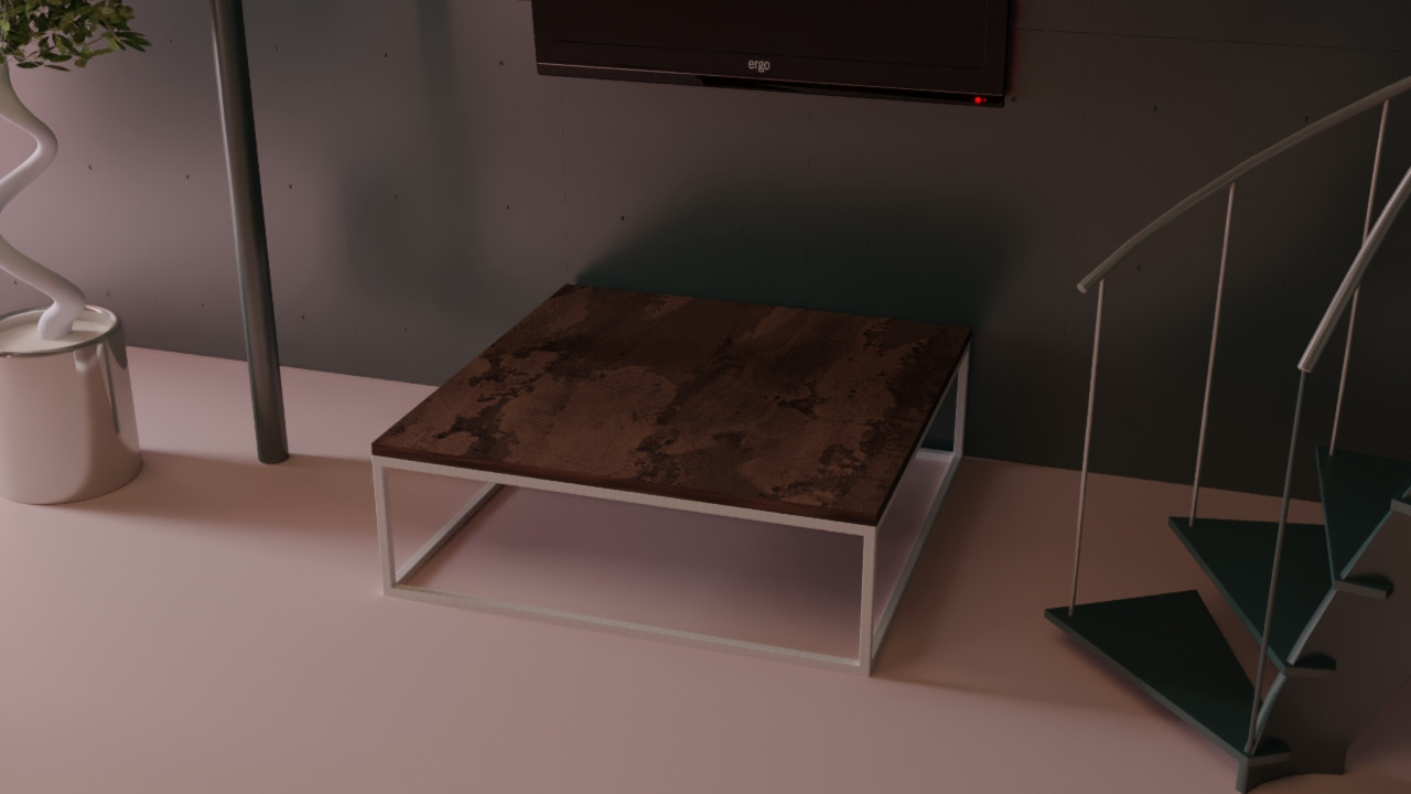 

Дизайнерский журнальный стол ДСП Ржавый камень Белый в стиле Лофт Loft Design RVL001-41 ()