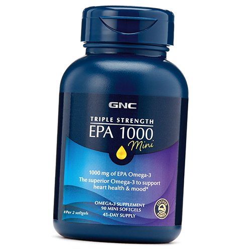 

Омега 3, Эйкозапентаеновая Кислота, Triple Strength EPA 1000 Mini, GNC 90гелкапс (67120011)