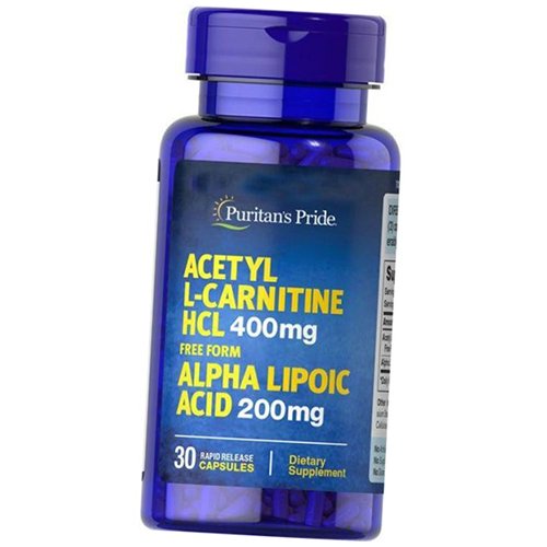 

Ацетил L Карнитин и Альфа-липоевая кислота, Acetyl L-Carnitine with Alpha Lipoic Acid, Puritan's Pride 30капс (02367009)