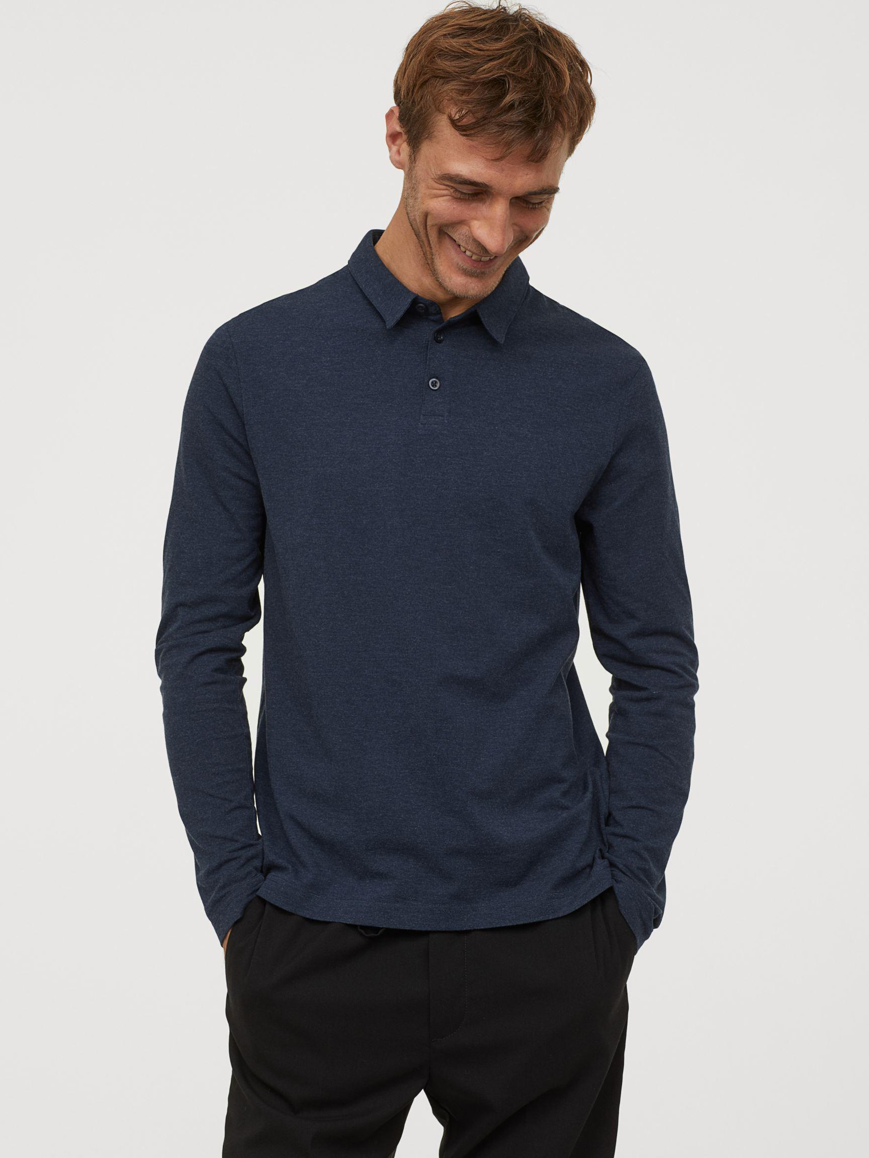 

Поло H&M XAZ145317QRJY XL Темно-синее