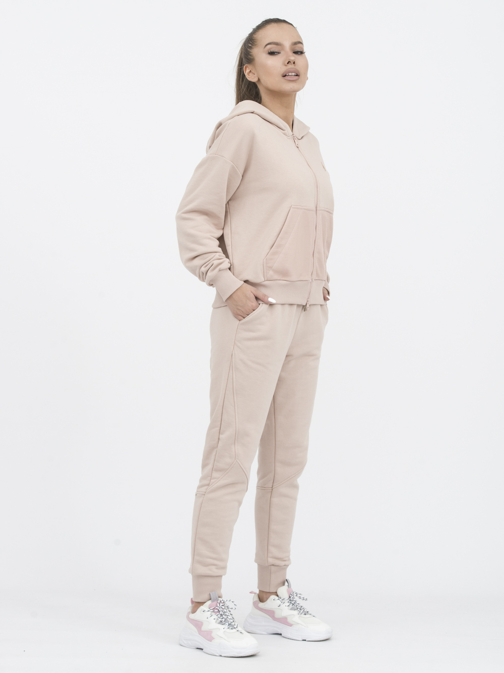 

Комплект худі на замку та штани balansher HPW-21-beige  бежевий, Комплект худі на замку та штани balansher HPW-21-beige XL бежевий