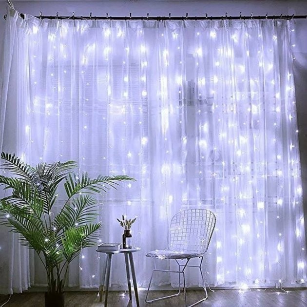 

Светодиодная LED гирлянда штора дождь Curtain tube light 3*2 200Led - Дождь на белом прозрачном проводе, белый