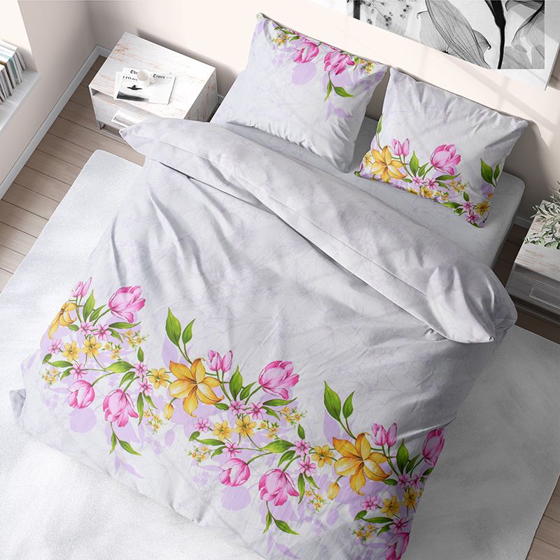 

Комплект постельного белья из бязи Time Textile Розовые тюльпаны двуспальный Розовый TT174434-d 70х70