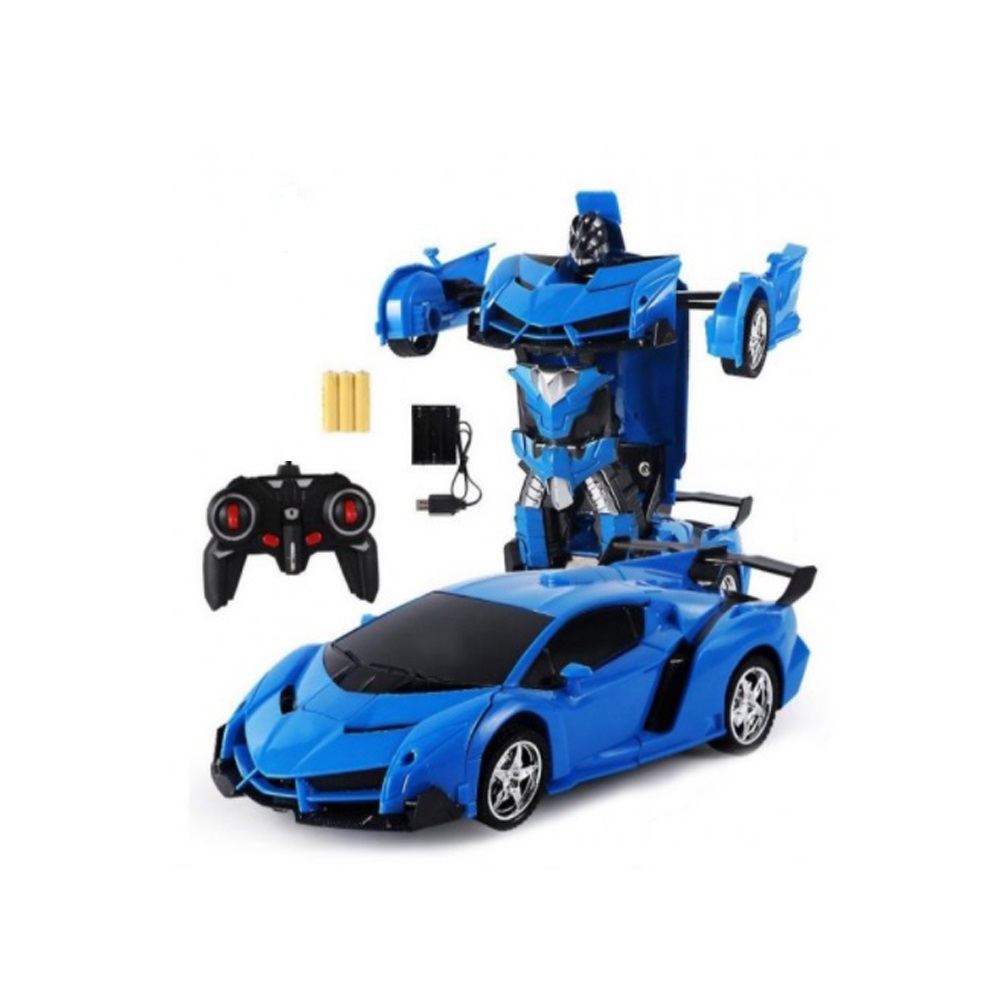 

Машина-трансформер с пультом и аккумулятором Lamborghini robot car размер 1:18 Синяя (327756)