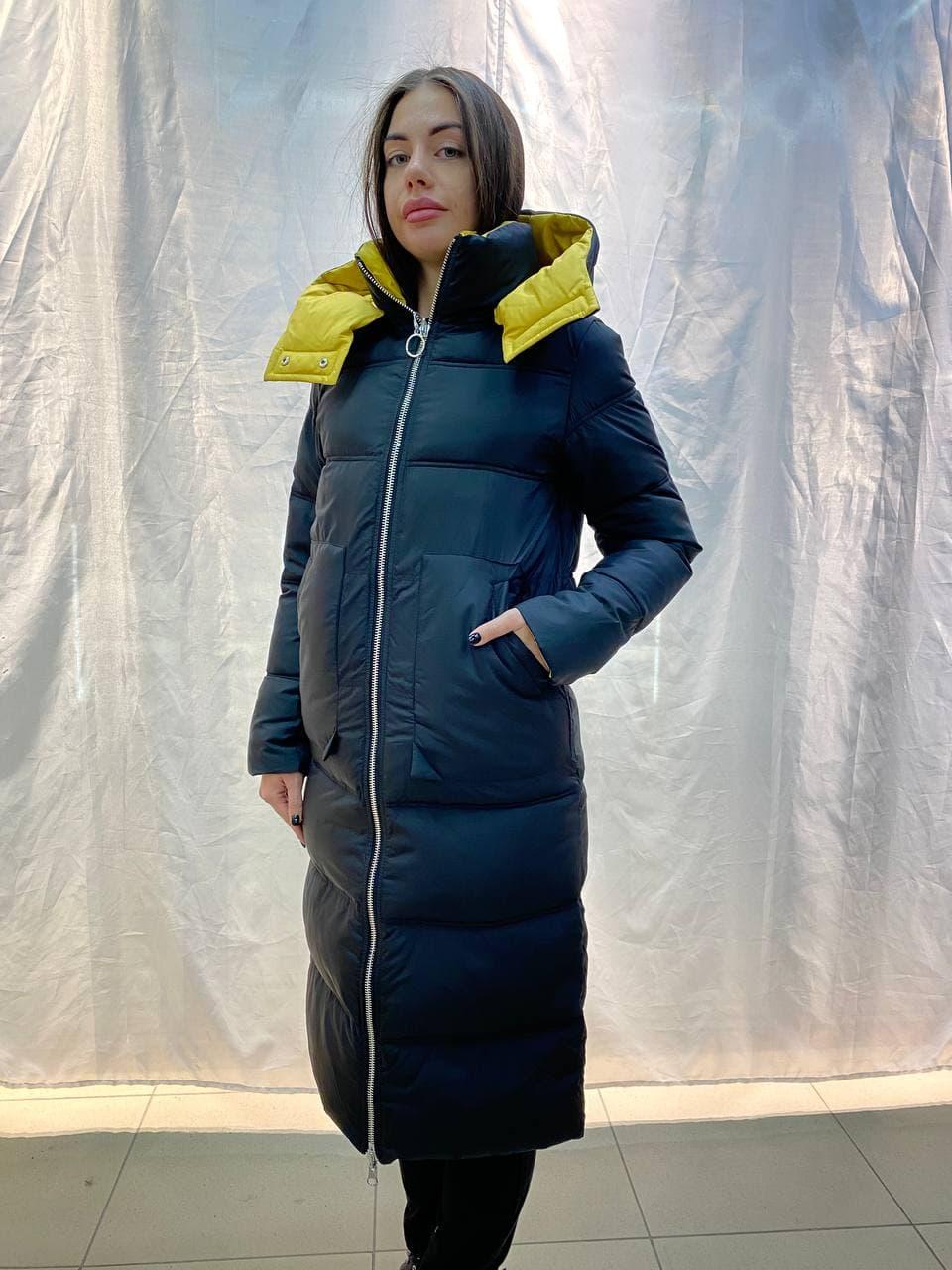 

Элегантный двухсторонний зимний женский пуховик Snow owl 21A669 Черный (горчичный внутри) L