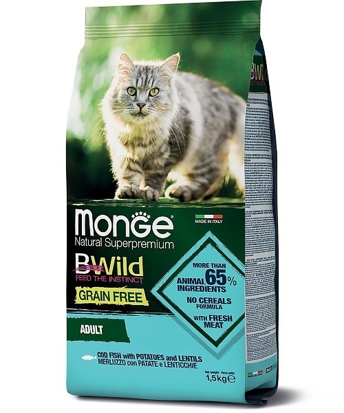 

Беззерновой корм для кошек MONGE BWILD Grain Free с треской 1,5кг (7012058)
