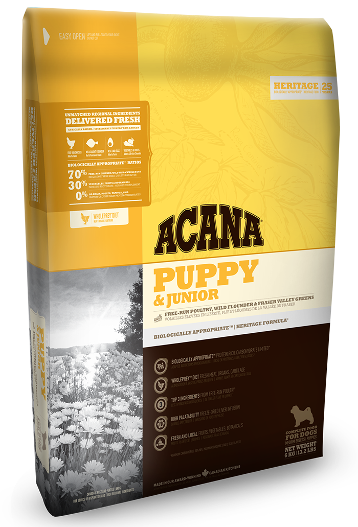 

Сухой корм Acana (Акана) Heritage Puppy and Junior для щенков всех пород цыпленок и индейка 17 кг