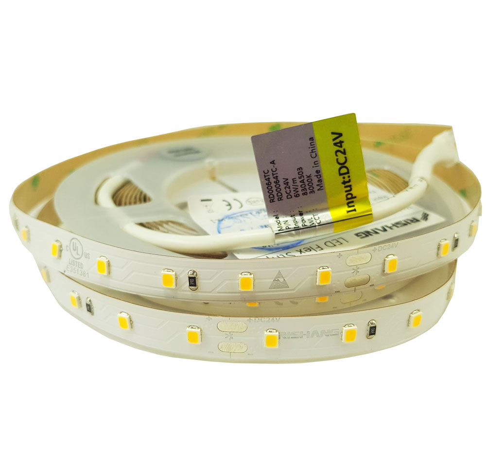 

Светодиодная лента RISHANG SMD 2835 64 LEDs/M 6W 5м 24V IP20 3000K (RD0064TC-A-WW)