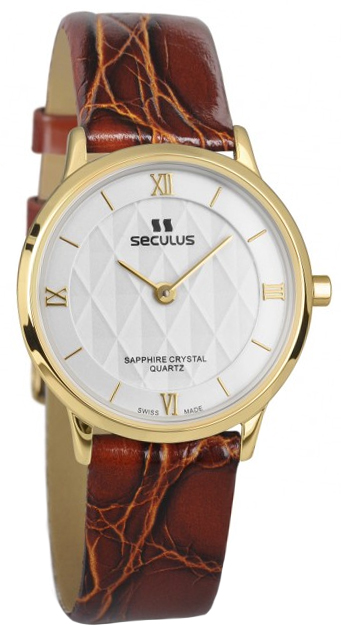 

Женские часы Seculus 1610.1.106 white, pvd, brown leather