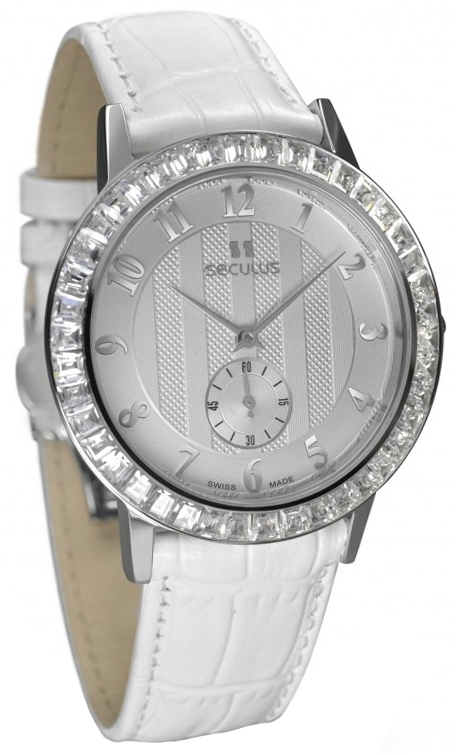 

Женские часы Seculus 1675.2.1069 white, ss cz stones, white leather