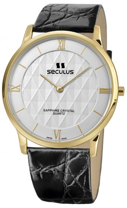 

Мужские часы Seculus 4455.1.106 white, pvd, black leather