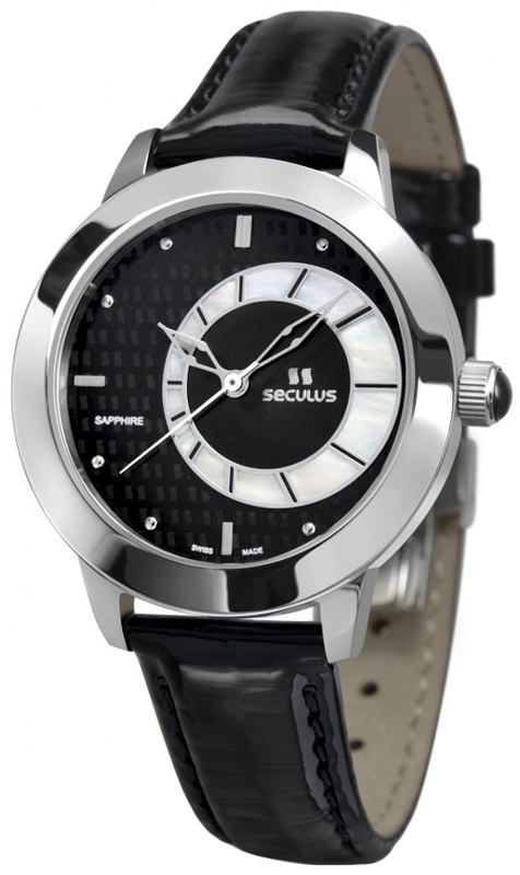 

Женские часы Seculus 1671.2.1063 black mop, ss, black leather