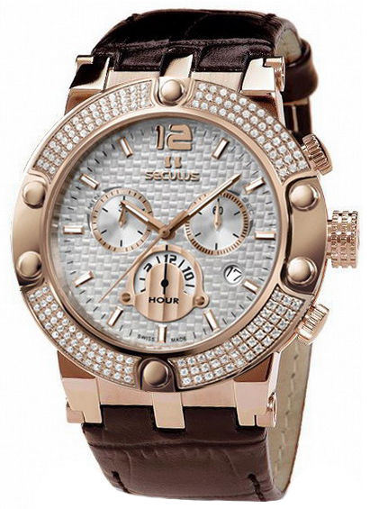 

Мужские часы Seculus 4490.2.503 white, pvd-r stones, brown leather