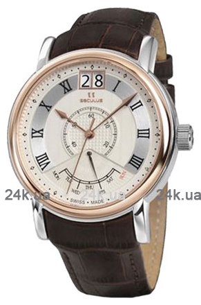 

Мужские часы Seculus 4506.3.7003 white, ss-r, brown leather