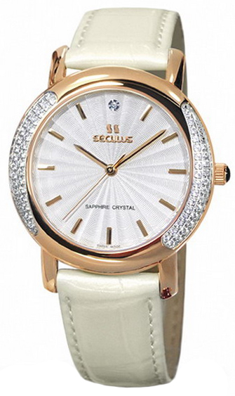 

Женские часы Seculus 1673.2.1063 mop, pvd-r-cz, pearl leather
