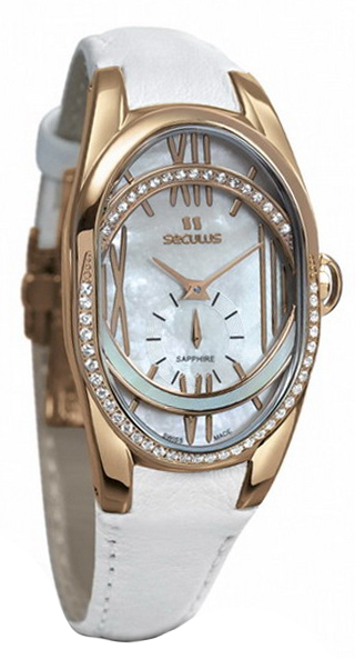 

Женские часы Seculus 1668.2.1064 white, pvd-r cz stones, white leather