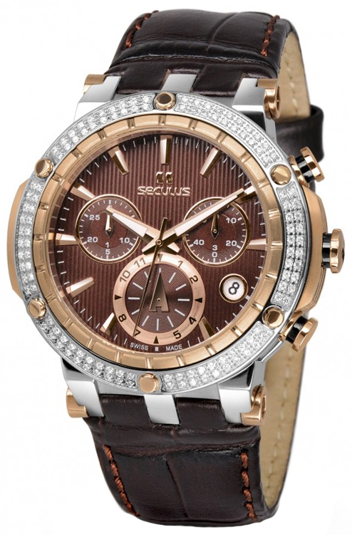 

Женские часы Seculus 1682.2.503 brown, ss-r with stones, brown leather