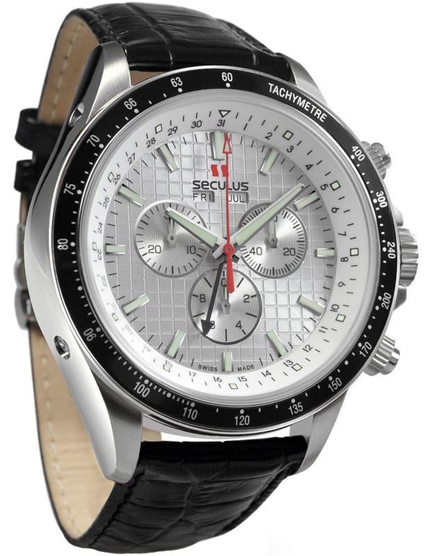 

Мужские часы Seculus 9531.2.504 white, ss, black leather