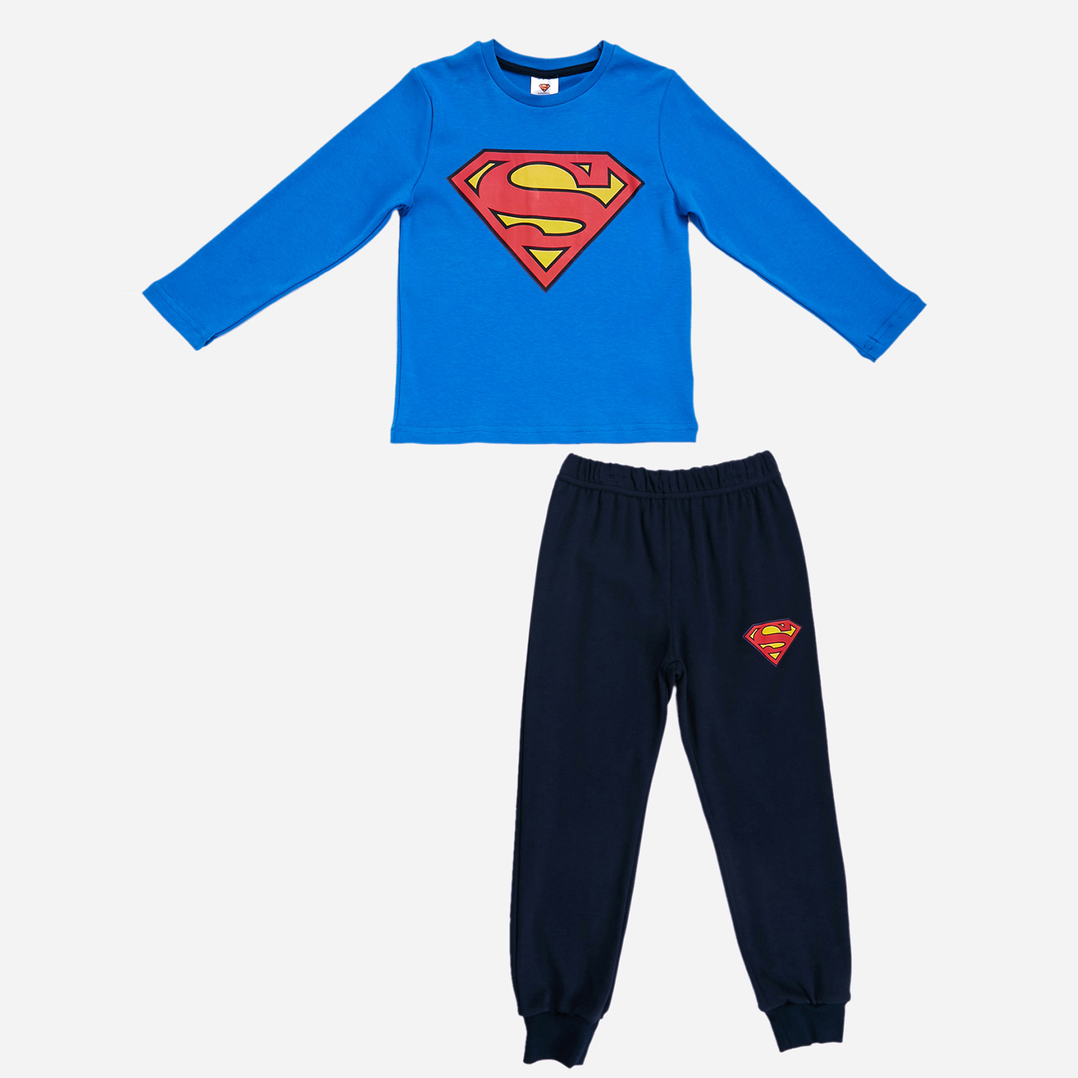 Акція на Спортивный костюм (лонгслив + штаны) Cimpa Супермен SM18491 104 см Синий (8691109931481) від Rozetka UA
