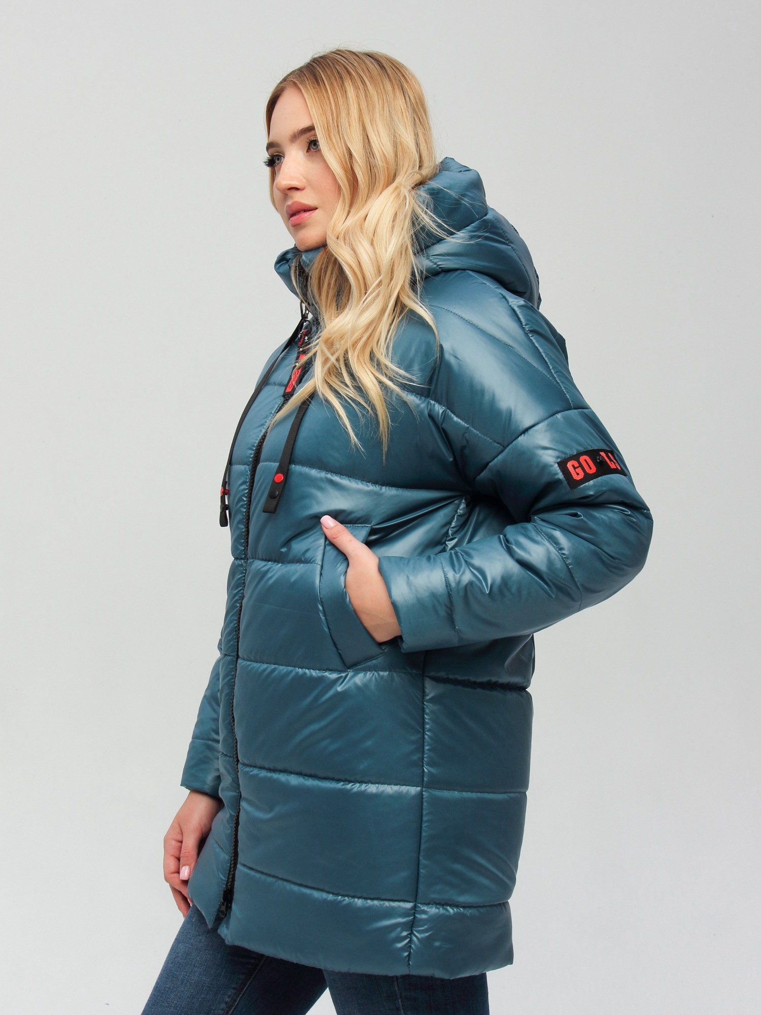 

Куртка женская утепленная с капюшоном Ася XL морская волна