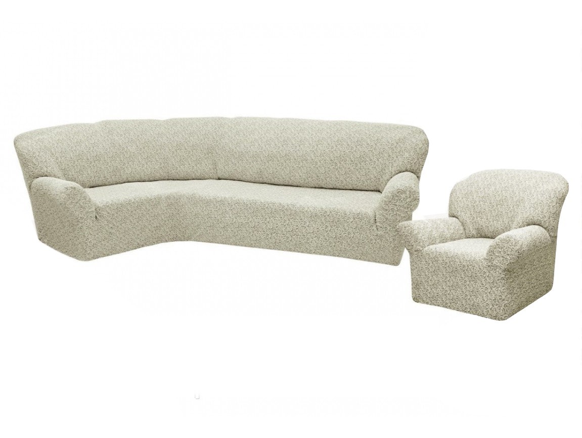 

Чехлы для мебели Naperine угловой диван и кресло буклированный жаккард без оборки Натуральный