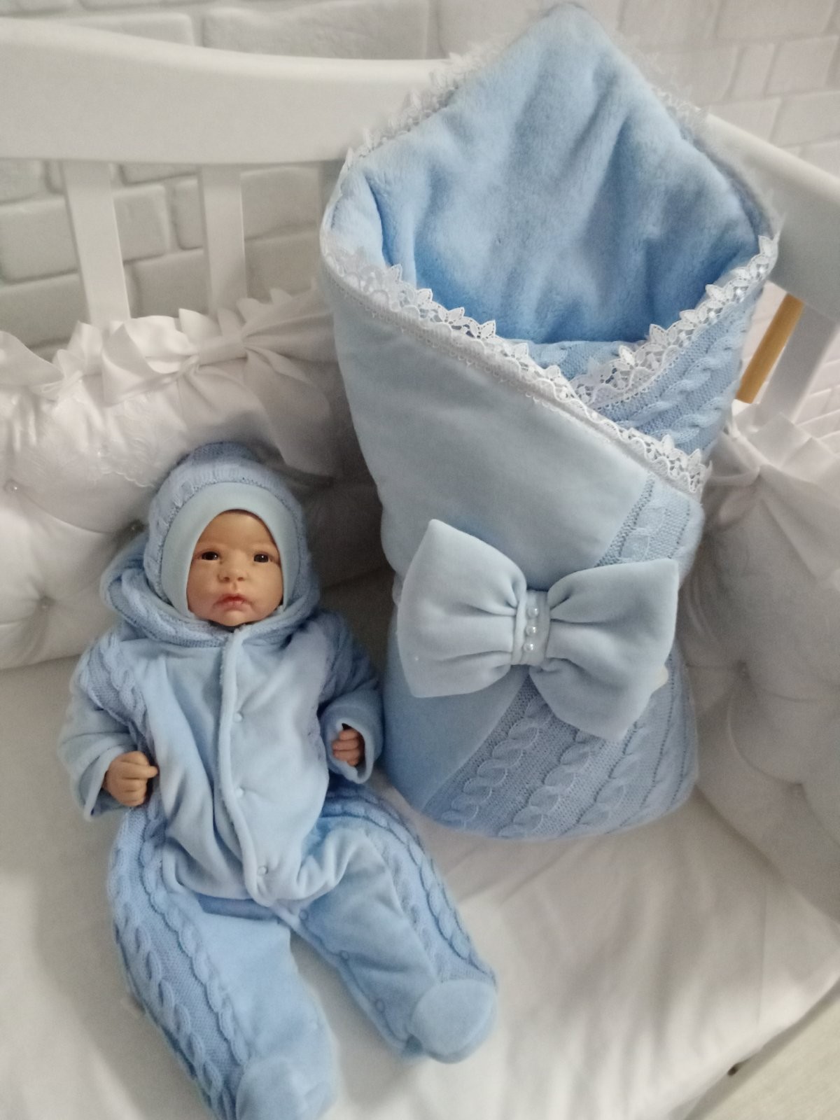 

Комплект на выписку зимний Lari Косичка комби 56 голубой