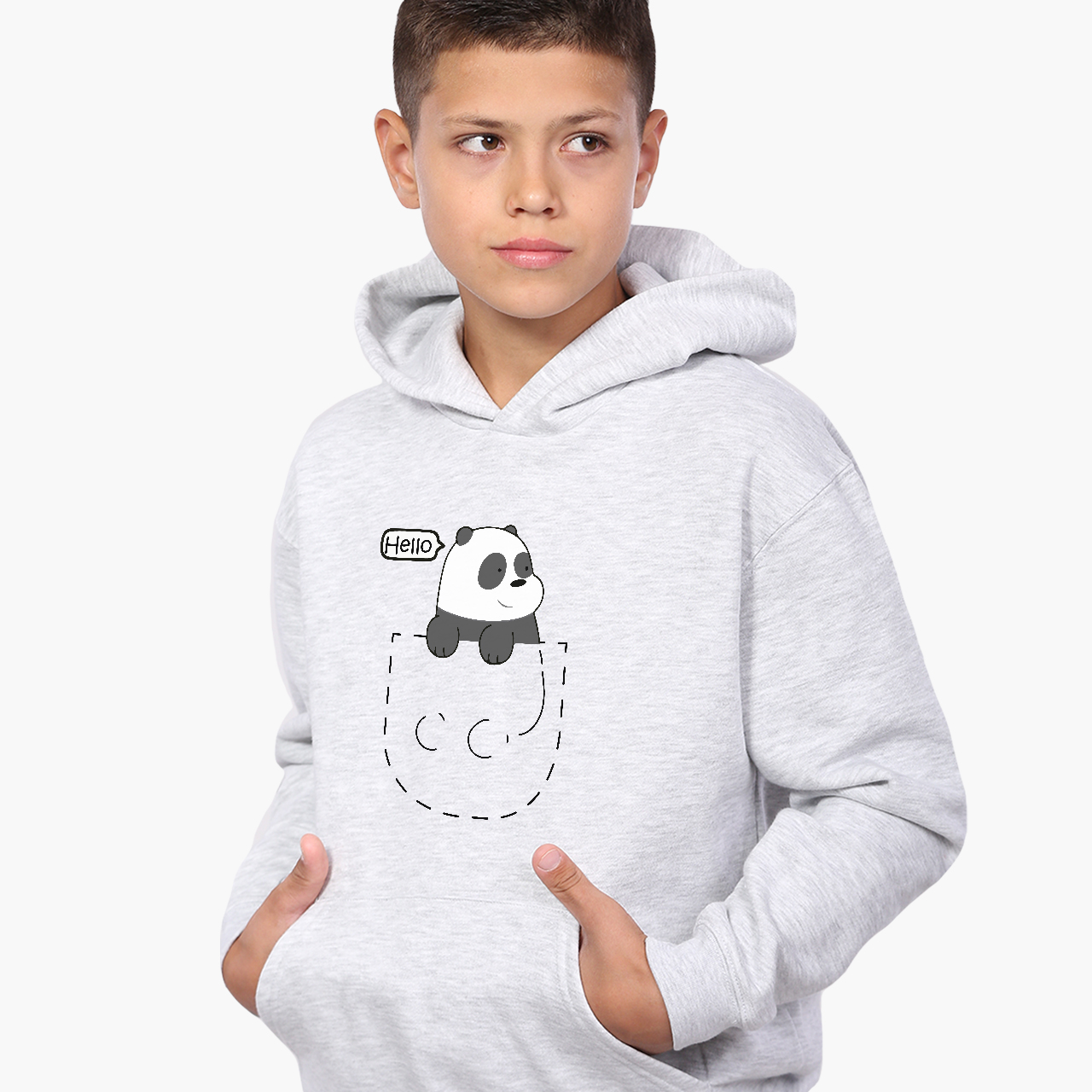 

Худи детский Вся правда о медведях (We Bare Bears) Светло-серый меланж (9298-2903) 152 см
