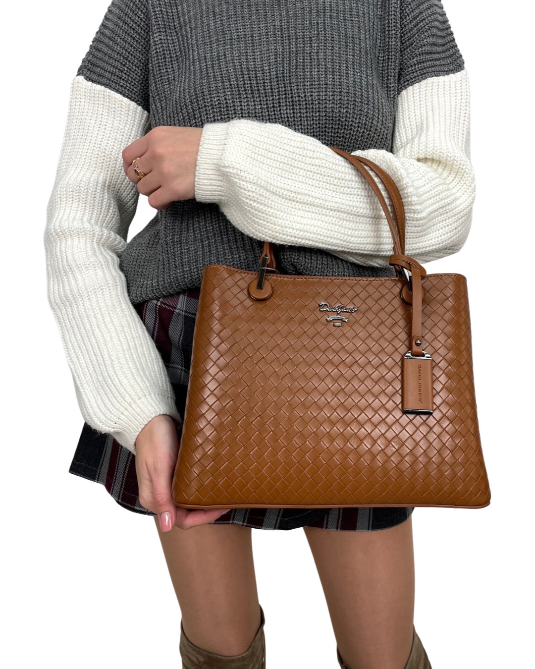 

Сумка плетеная эко кожа David Jones 21 29 12,5 см. Рыжая