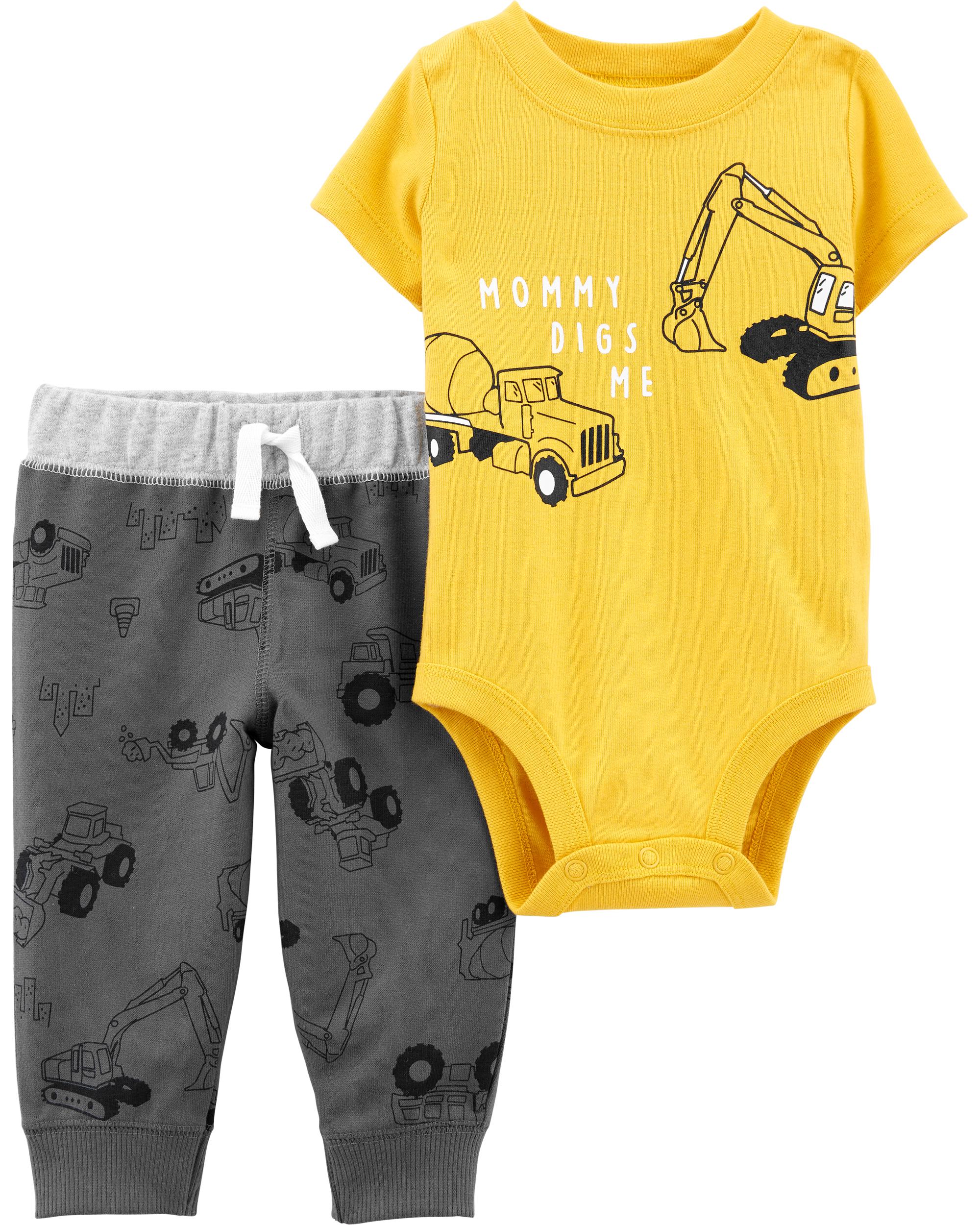 

Комплект (боди-футболка + штанишки) Carters 1J456710 24М 81-86 см Жёлтый с серым