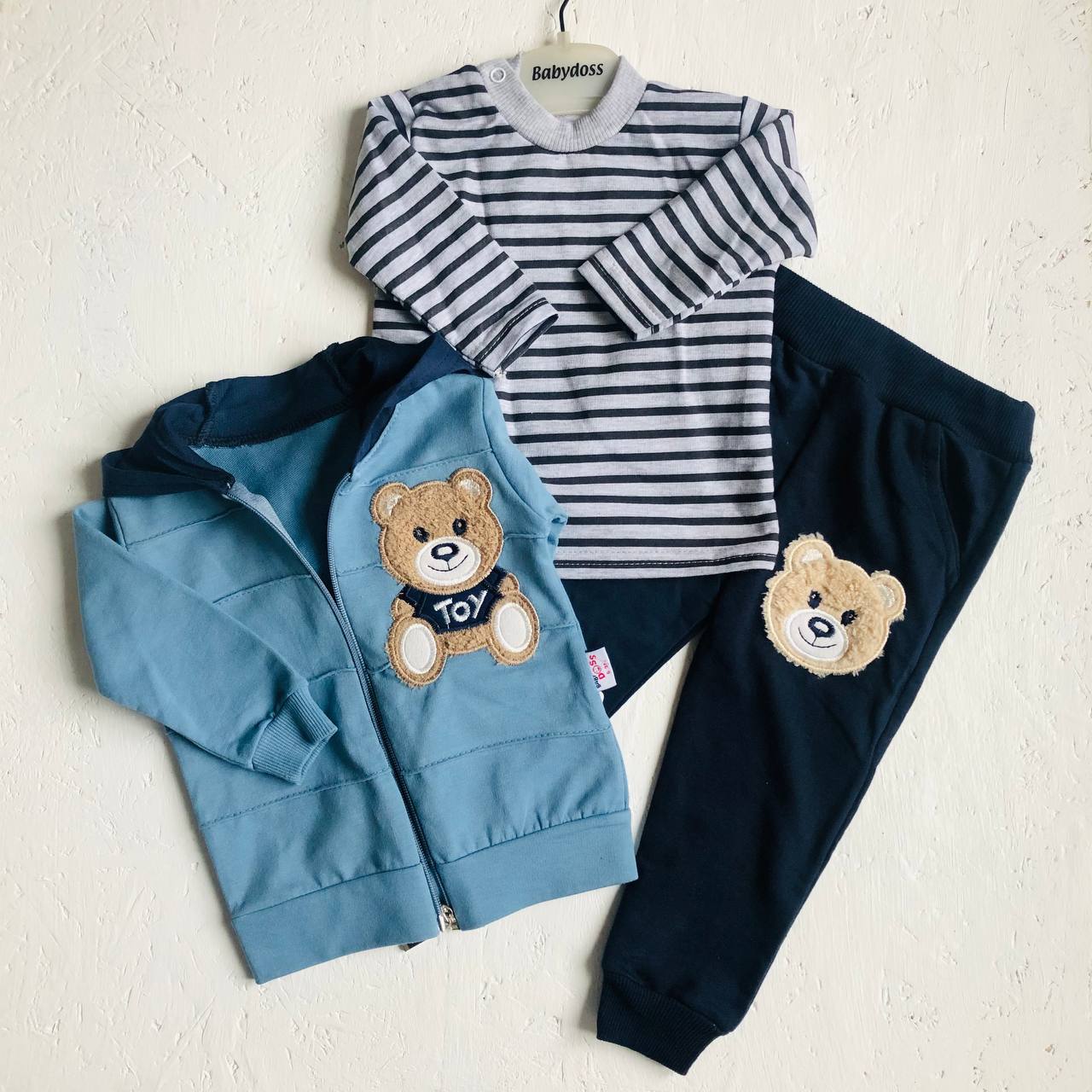 

Комплект (толстовка + футболка с длинными рукавами + штанишки) Babydoss BD1 6-9М 61-69 см Голубой с тёмно-синим и серым (BD1-6-9)