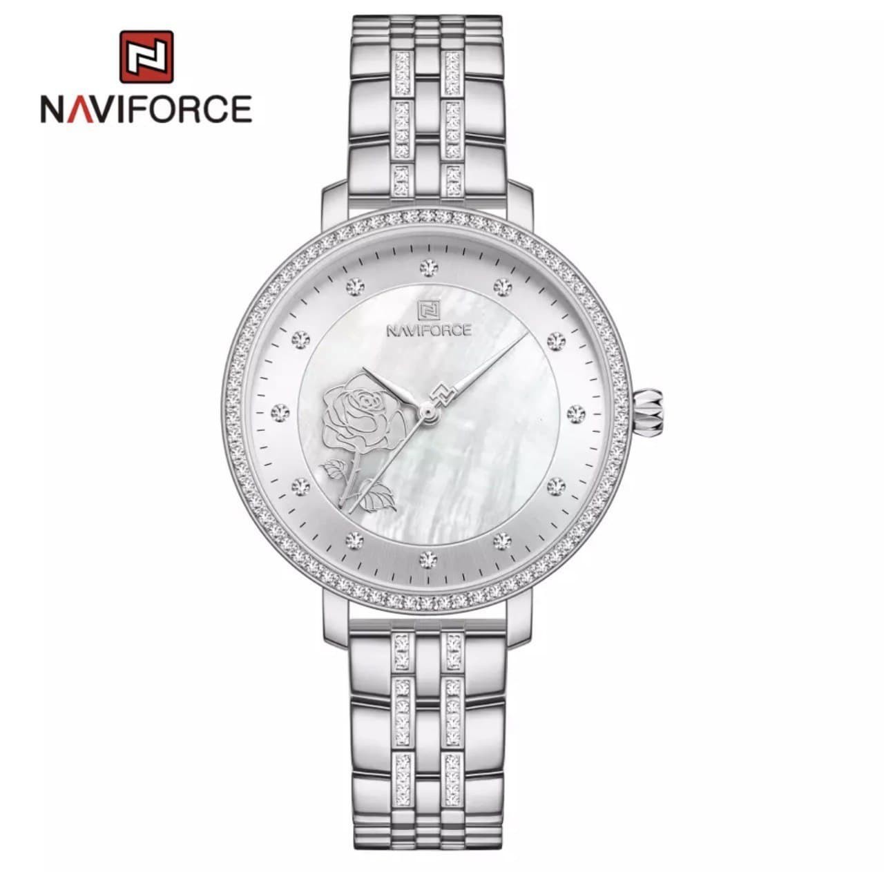 

Женские часы Naviforce NF5017 silver серебристые с камнями