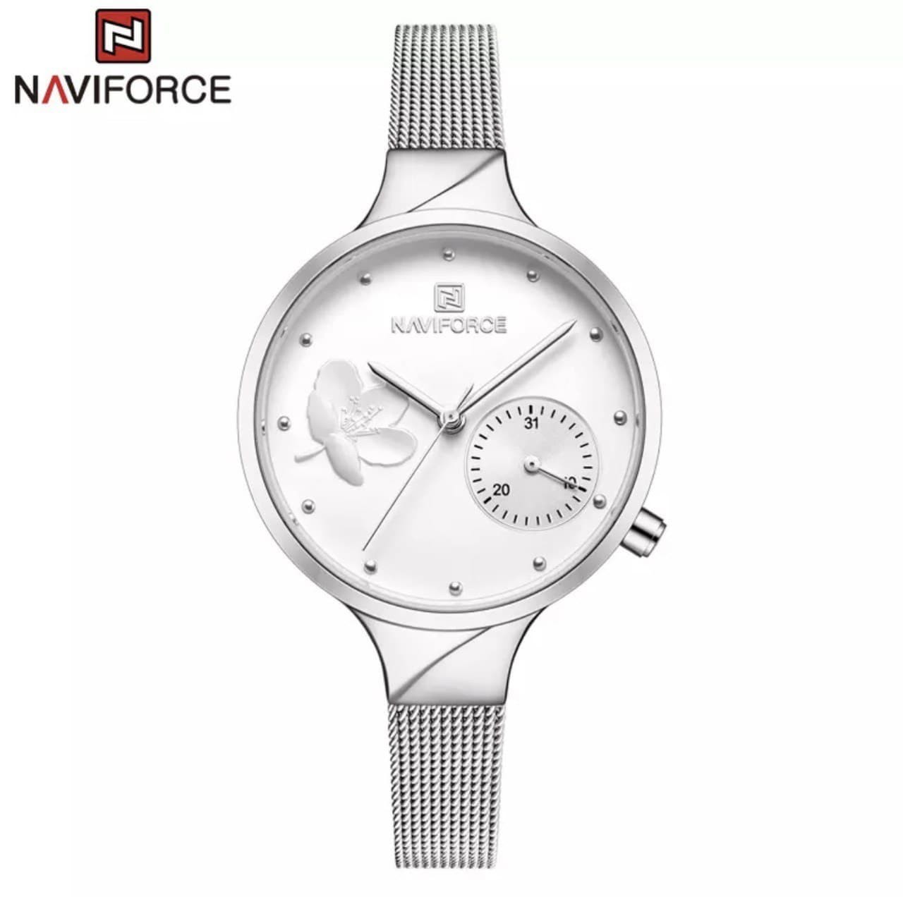 

Женские часы Naviforce NF5001S silver серебристая кольчуга