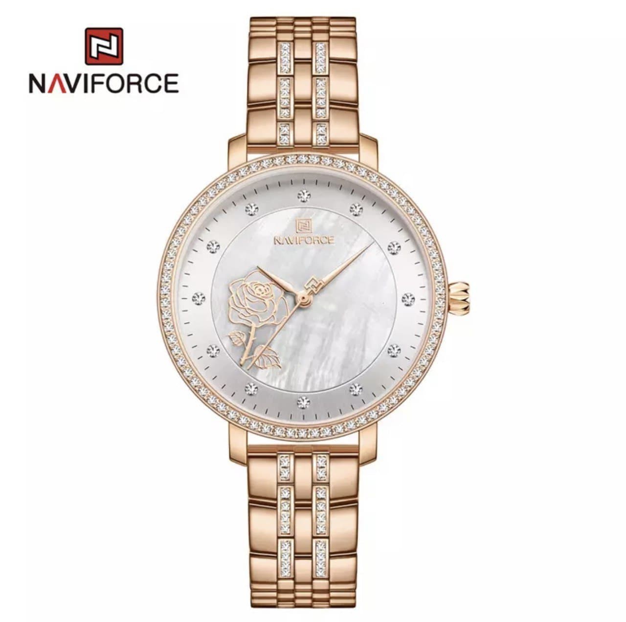 

Женские часы Naviforce NF5017 rose gold розовое золото с камнями
