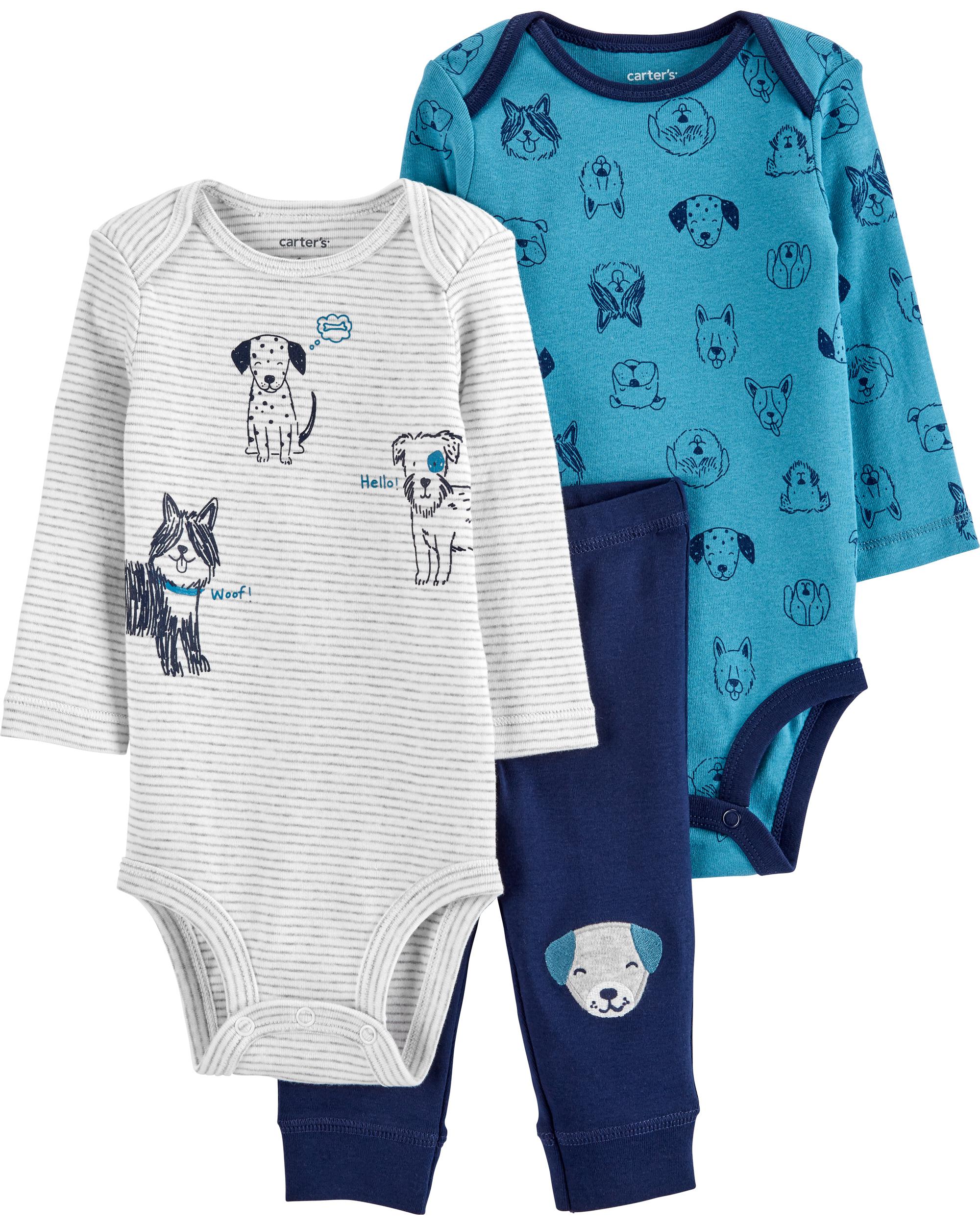 

Комплект (2 боди + штанишки) Carters 1J350510 12M 72-76 см Голубой с синим и серым (194133532603)