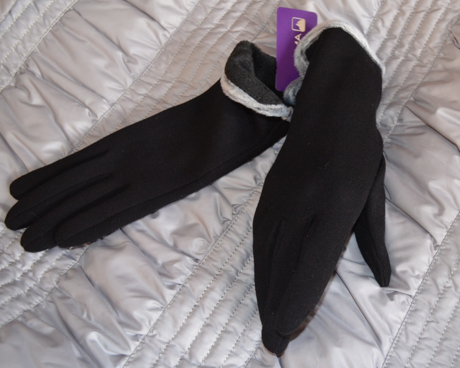 

Женские черные хлопковые перчатки (сенсорные) на плюше размер 7,5