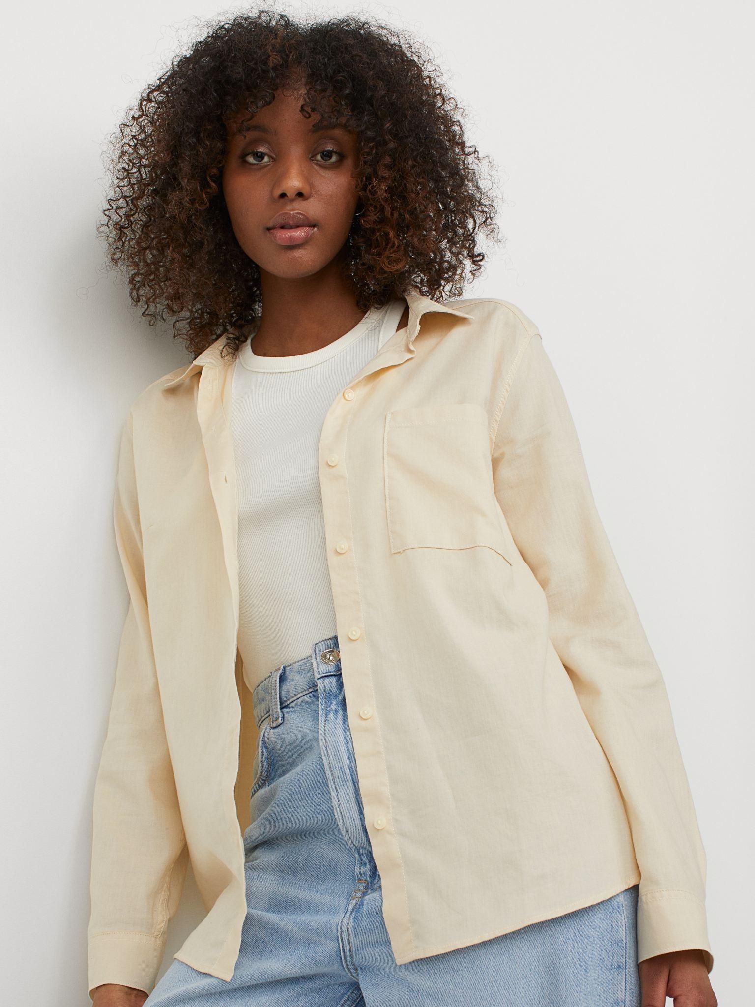 

Рубашка H&M XAZ274214HQNH  Бежевая, Рубашка H&M XAZ274214HQNH S Бежевая
