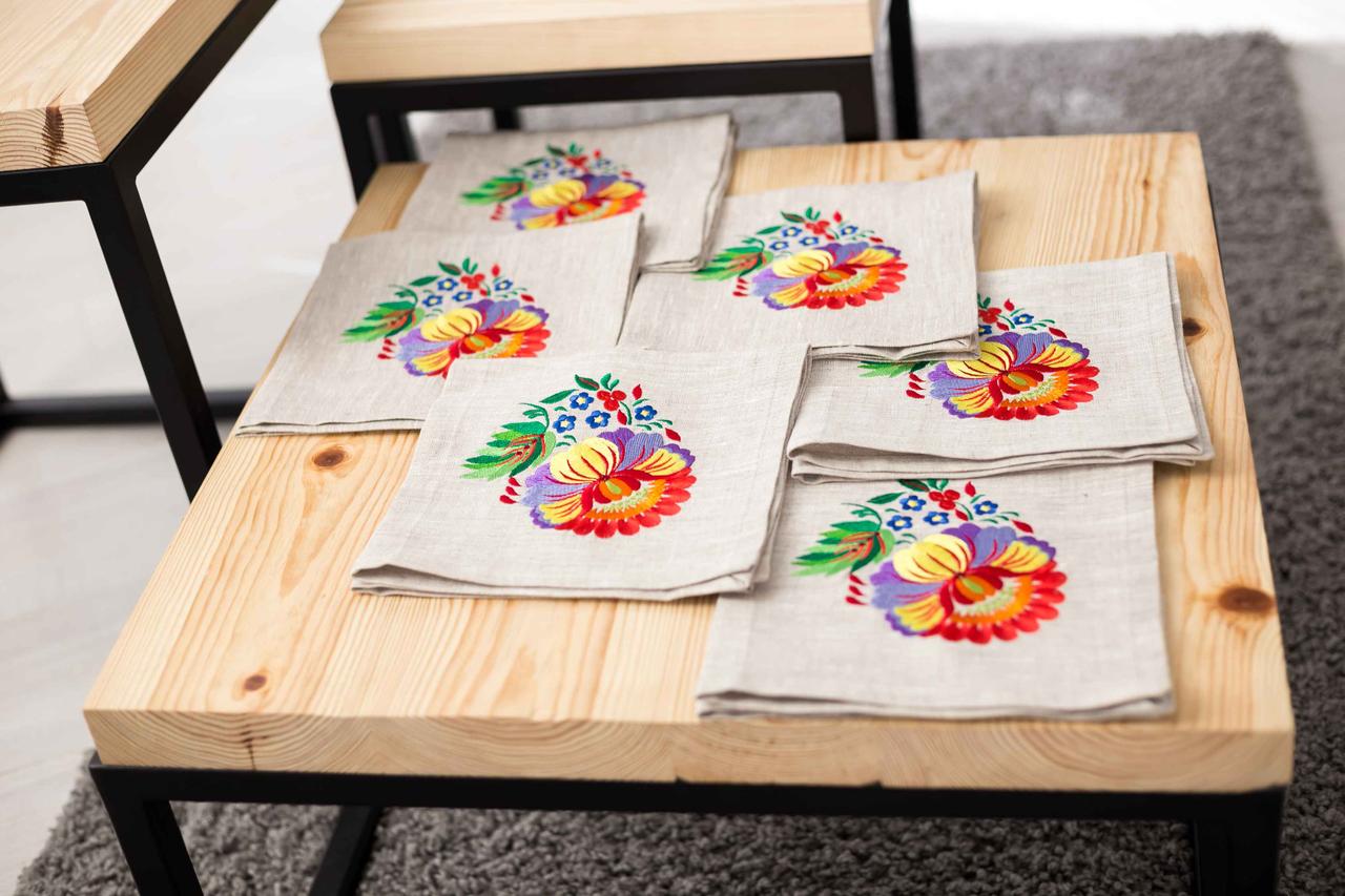 

Салфетки с вышивкой HISTROV Петриковка Бежевые 6 шт 20105