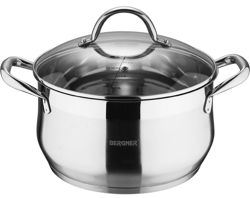 

Кастрюля Bergner Gourmet 6 л из нержавеющей стали со стеклянной крышкой Ø24 см