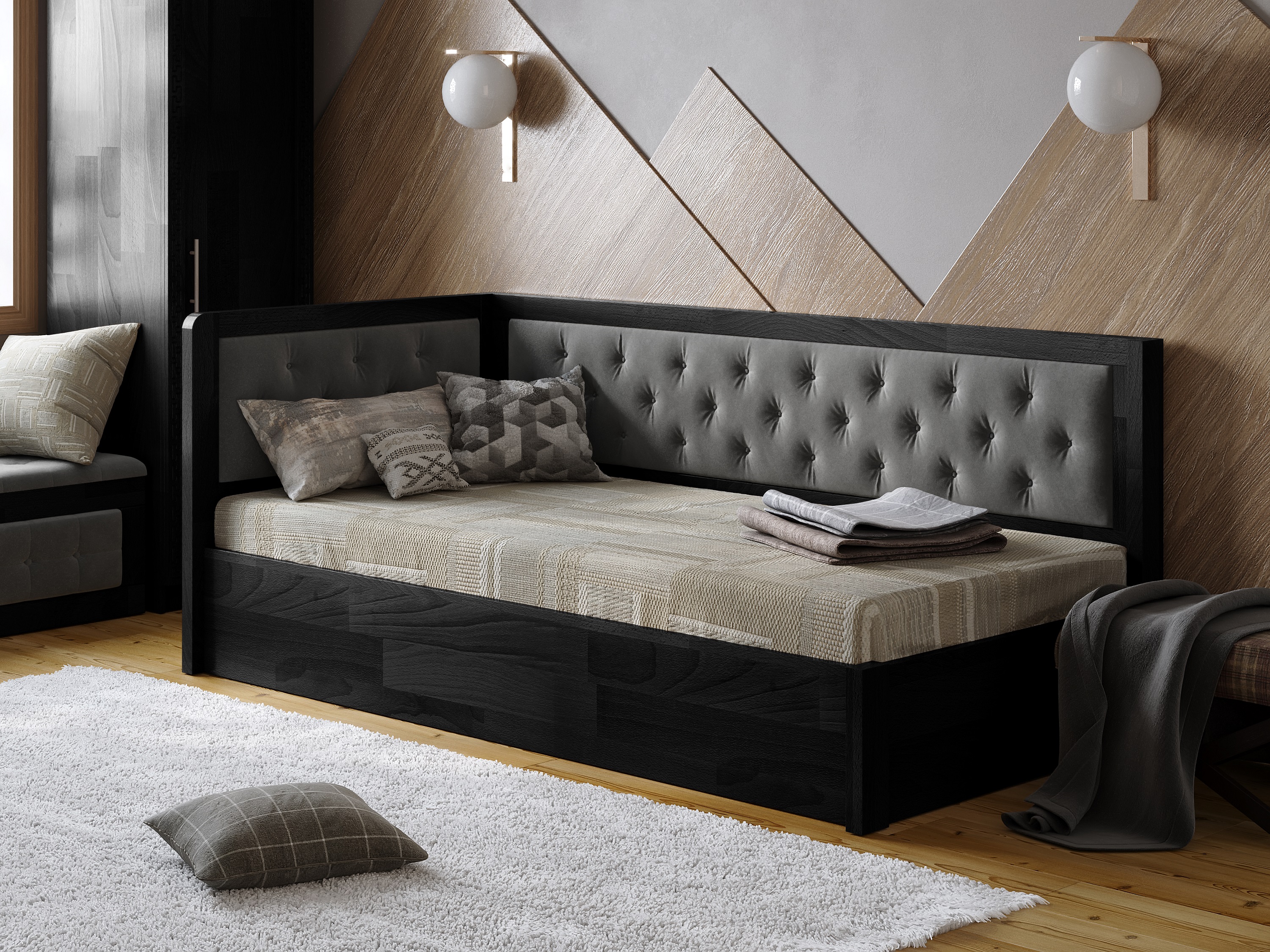 

Кровать Arbordrev Немо люкс М2 (90*200) сосна Венге + Riviera 91
