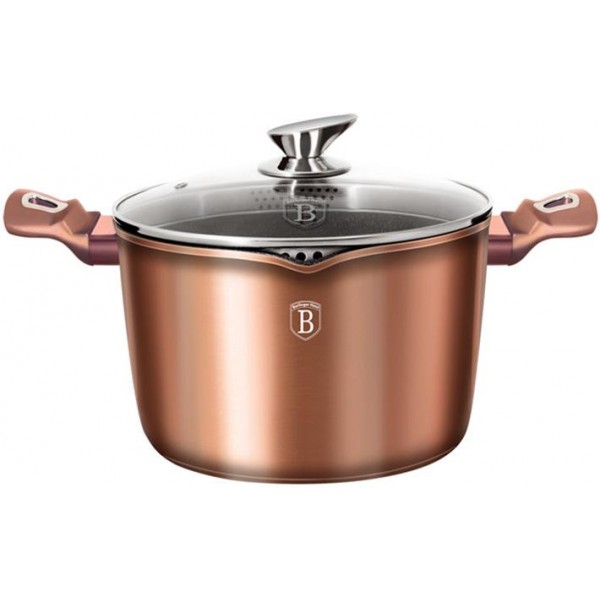 

Кастрюля Berlinger Haus Rose Gold 6 л с крышкой-дуршлаг и носиком для слива, индукционная с антипригарным покрытием Ø24 см