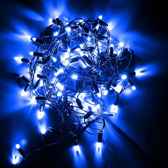 

Гирлянда уличная линейная STARLIGHT 100LED синяя 5м IP44, черный провод