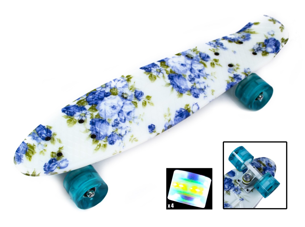 

Penny Board "Blue Rose" Светящиеся колеса.