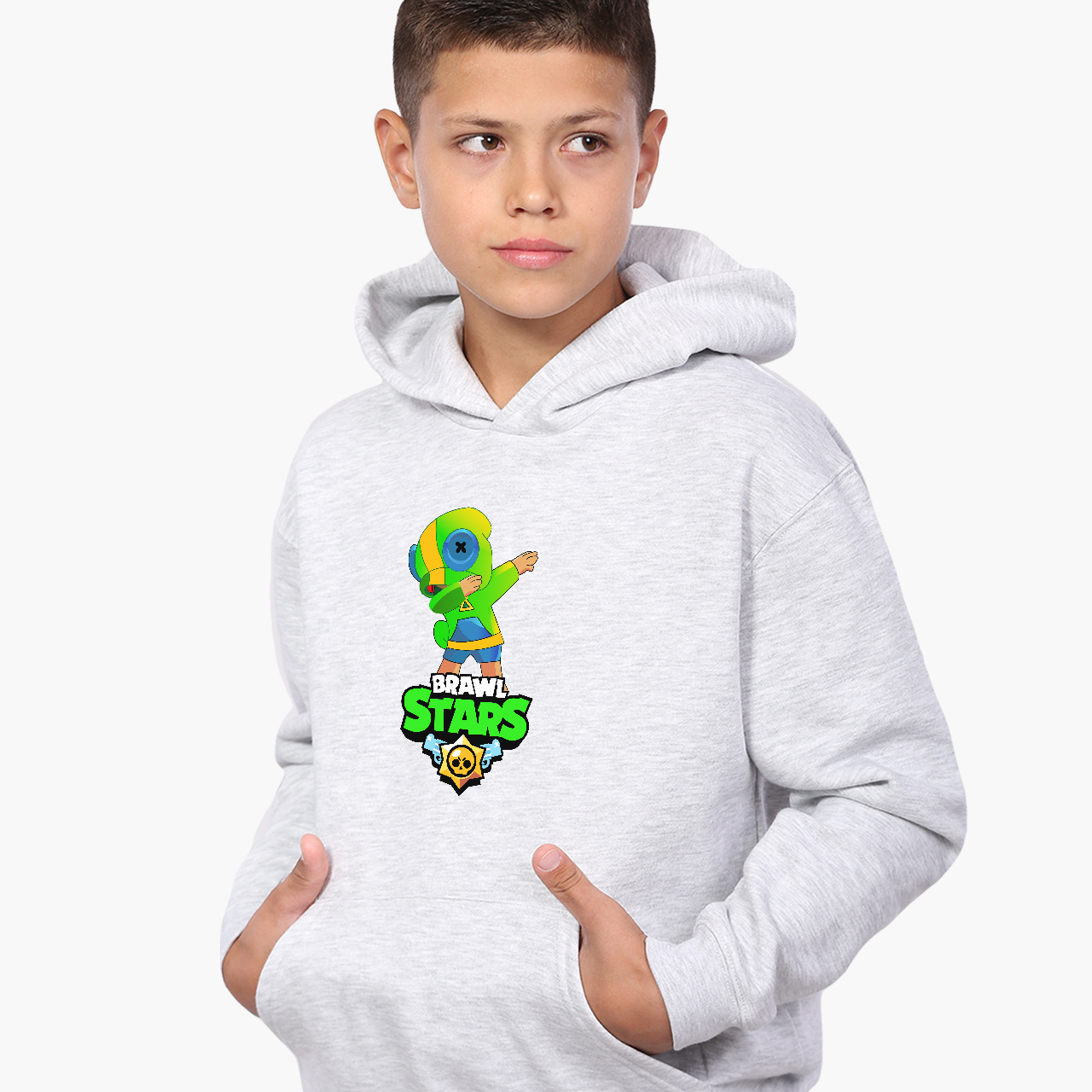 

Худи детский Бравл Старс (Brawl Stars) Светло-серый меланж (9298-1705) 152 см