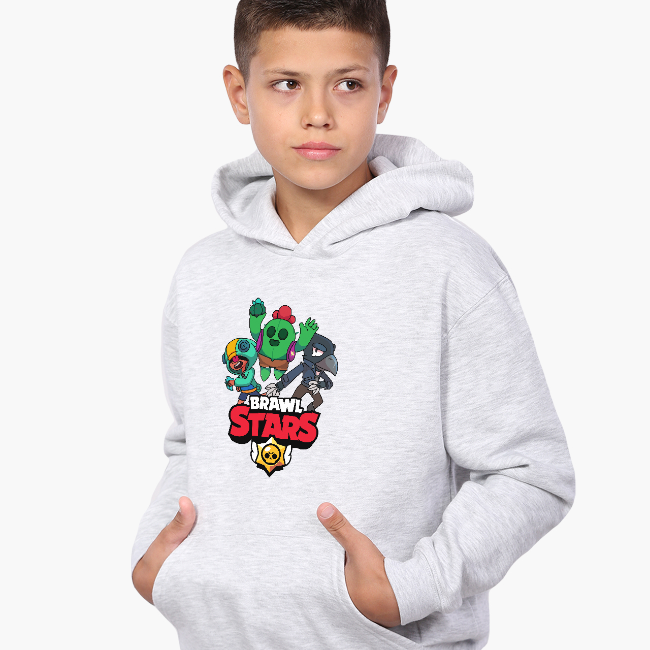 

Худи детский Бравл Старс (Brawl Stars) Светло-серый меланж (9298-1021) 116 см
