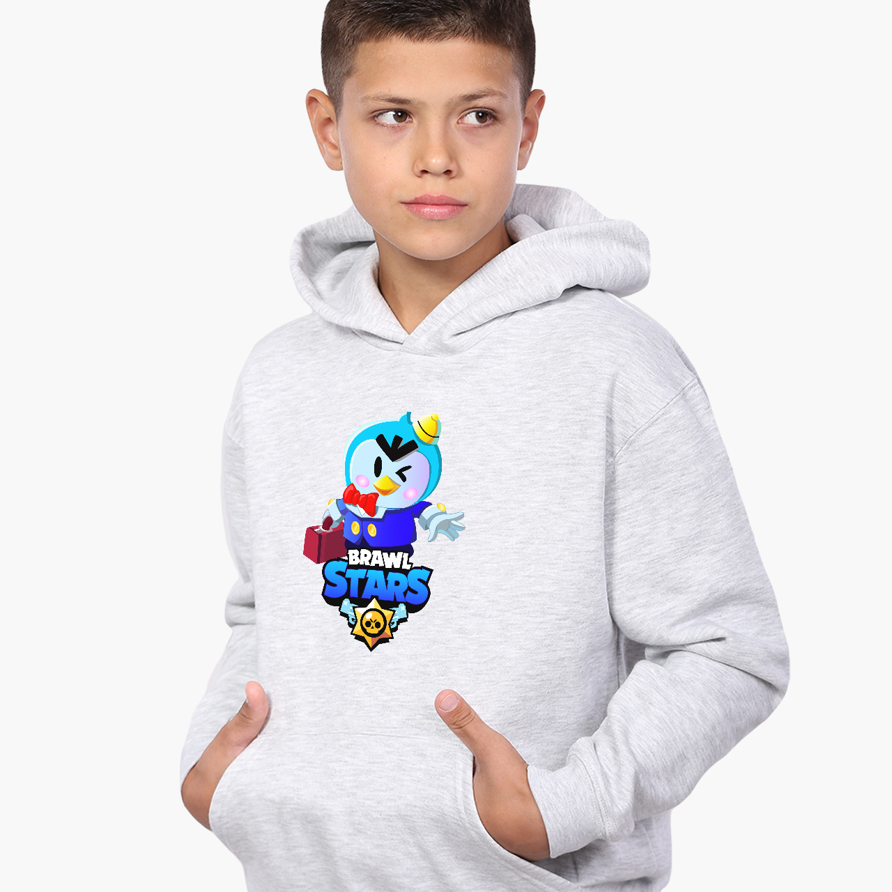 

Худи детский Бравл Старс (Brawl Stars) Светло-серый меланж (9298-1473) 164 см