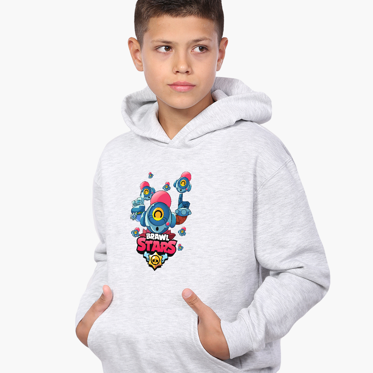 

Худи детский Бравл Старс (Brawl Stars) Светло-серый меланж (9298-1704) 140 см