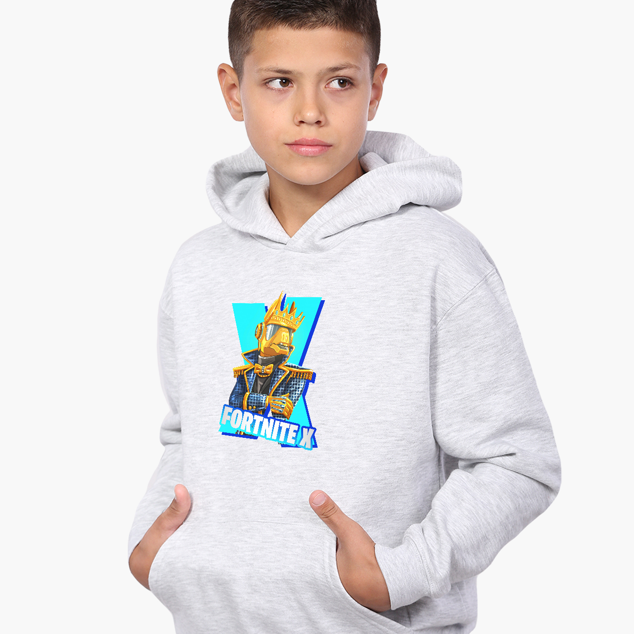 

Худи детский Фортнайт (Fortnite) Светло-серый меланж (9298-1196) 128 см